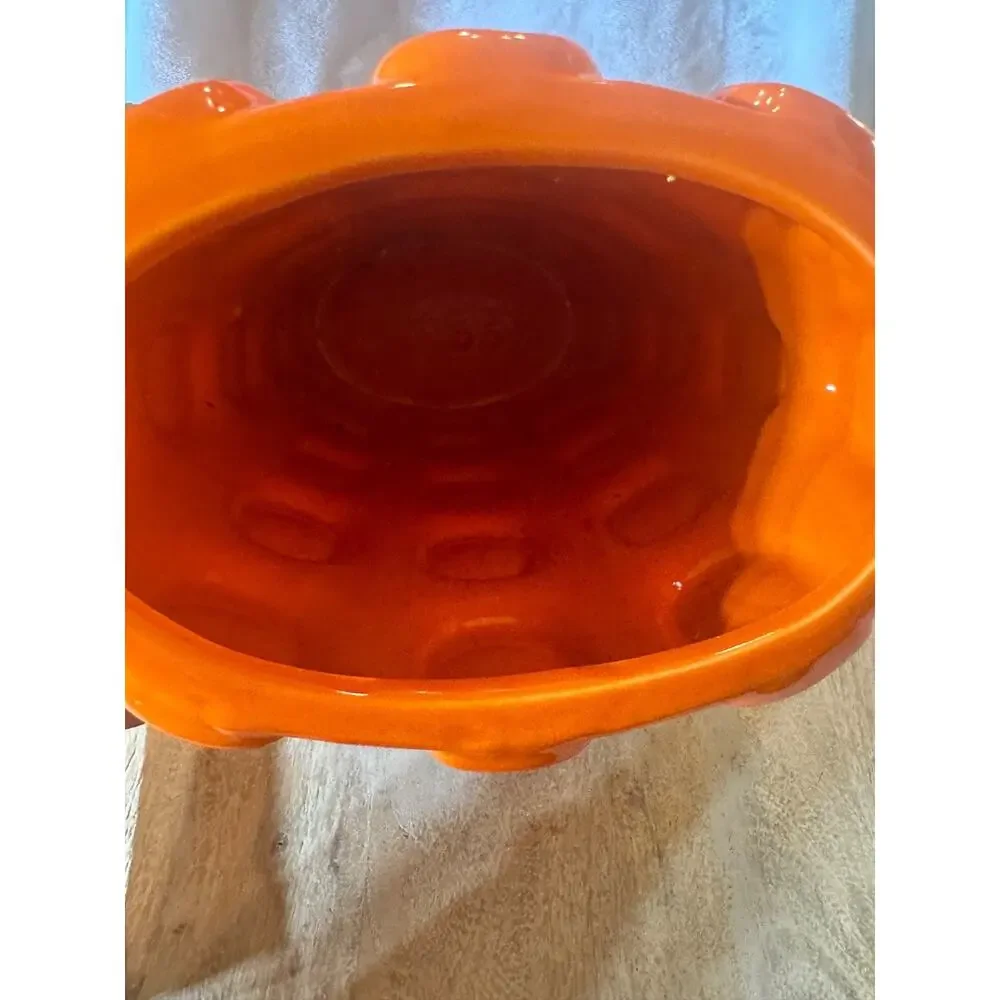 Retro Orange Bubble Studded Ceramic Vase 11” Pop Art Summerween Fall Halloween